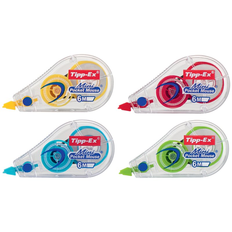 Tipp-Ex correctieroller Mini Pocket Mouse Fashion, gemixt kleuren, 5 mm × 6 m, 40 stuks